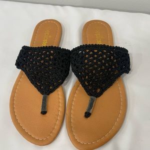 epicstep black crocheted sandals.